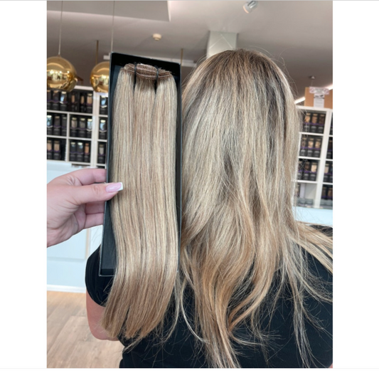 Natūralūs prisegami plaukų tresai natūralios šviesios blondinės spalvos, M 10/20 nr.
