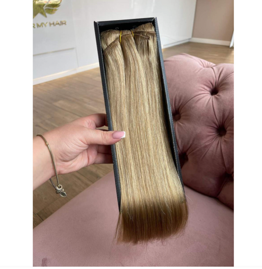Natūralūs prisegami plaukų tresai natūralios šviesios blondinės atspalvio, 19 nr.