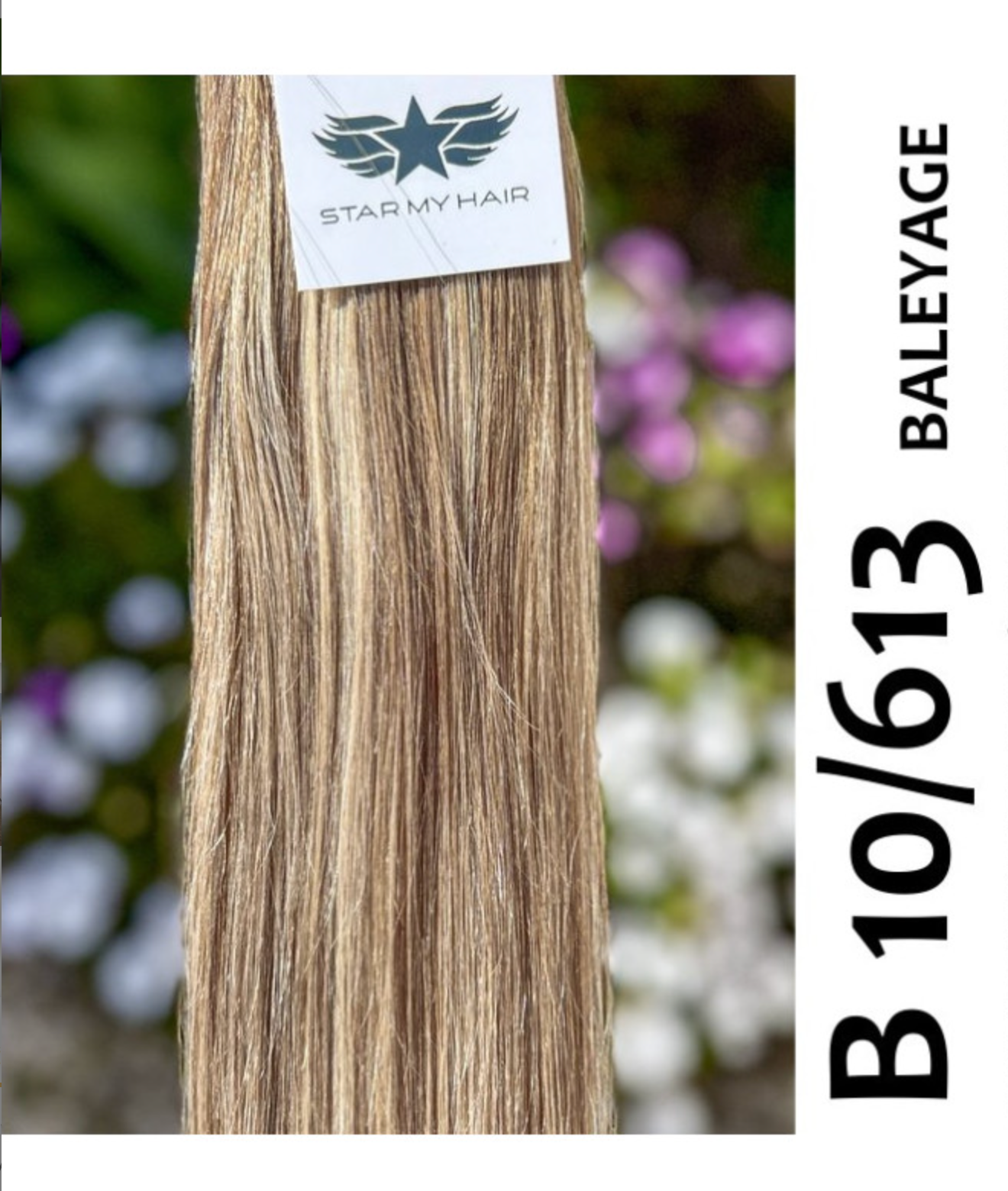 Natūralūs prisegami plaukų tresai šaltos blondinės spalvos su šviesesnėmis sruogelėmis (Belayage dažymo technika), B 10/613 nr.