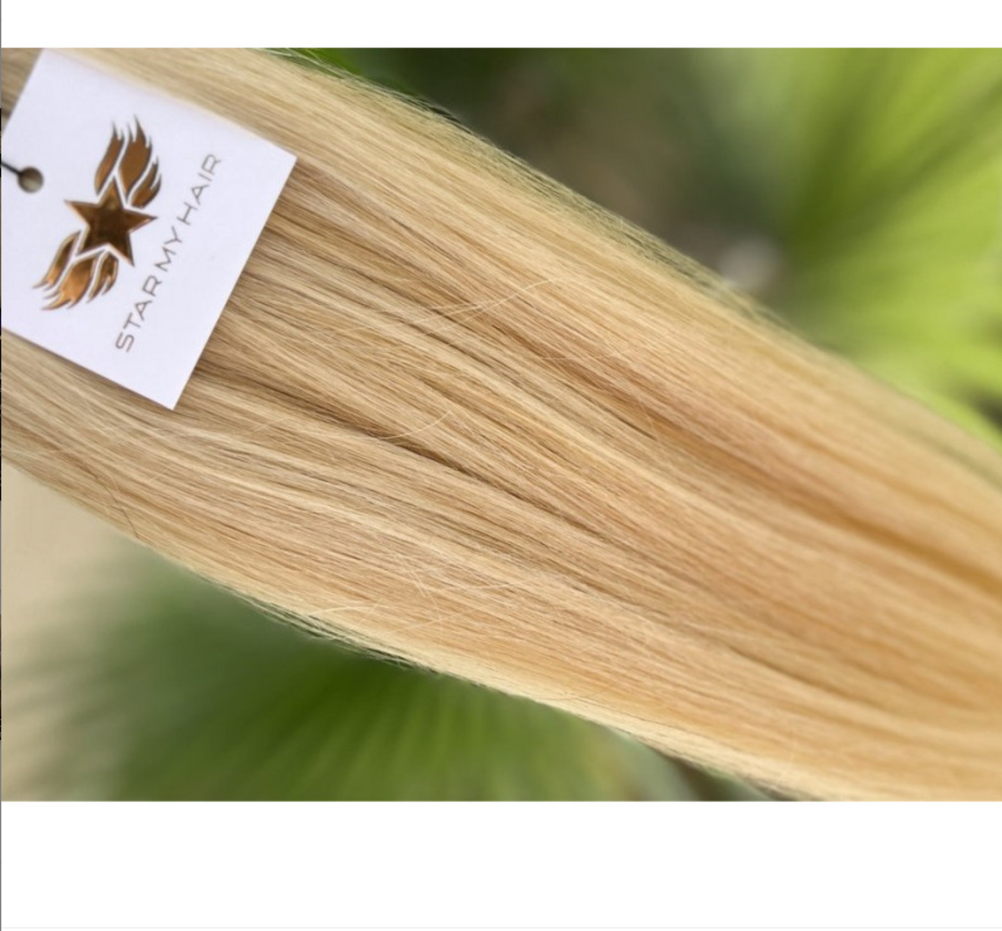 Natūralūs prisegami plaukų tresai aukso blondinės spalvos su šviesesnėmis sruogelėmis (Belayage dažymo technika), B 18/613 nr.