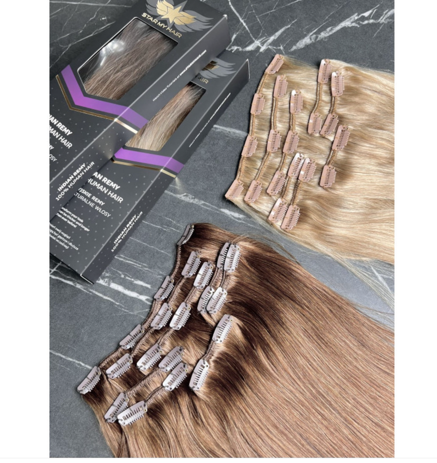 Prisegami natūralių plaukų tresai – rausvai ruda (33)