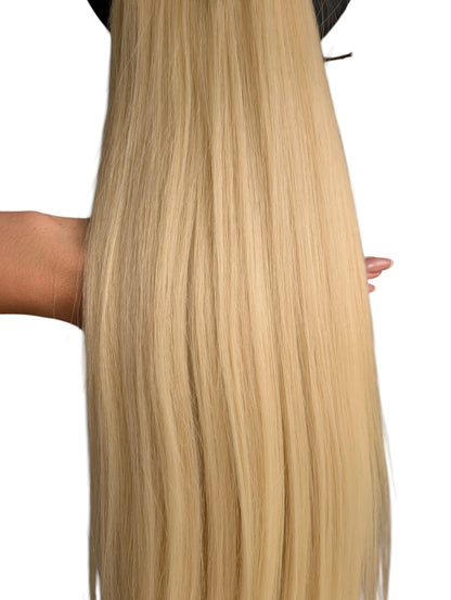 Prisegama plaukų uodega gelsvos spalvos 71 cm, 138 g. 613 nr. (Premium Futura pluoštas)