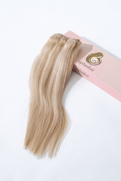 Prisegami natūralių plaukų tresai – šviesi blondinė su švelniomis sruogelėmis (Air Blonde)