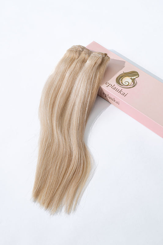 Prisegami natūralių plaukų tresai – šviesi blondinė su švelniomis sruogelėmis (Air Blonde)