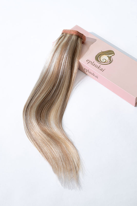 Prisegami natūralių plaukų tresai – smėlio blondinė su balayage į šviesiausią blondinę (B 17/60)