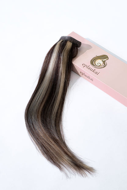 Prisegami natūralių plaukų tresai – tamsiai ruda su balayage į labai šviesią blondinę (B 2/613)