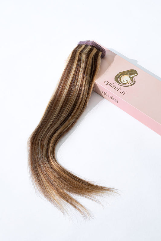 Prisegami natūralių plaukų tresai – vidutinė ruda su balayage į šviesią auksinę blondinę (B 6/18)