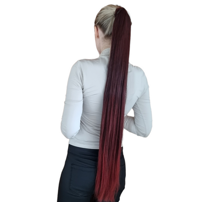 Plaukų uodega raudonos spalvos su ombre perėjimu 85 cm, 100 g. 1BT-39 nr.