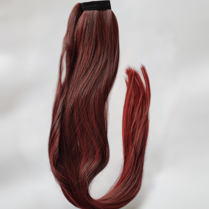 Plaukų uodega raudonos spalvos su ombre perėjimu 85 cm, 100 g. 1BT-39 nr.