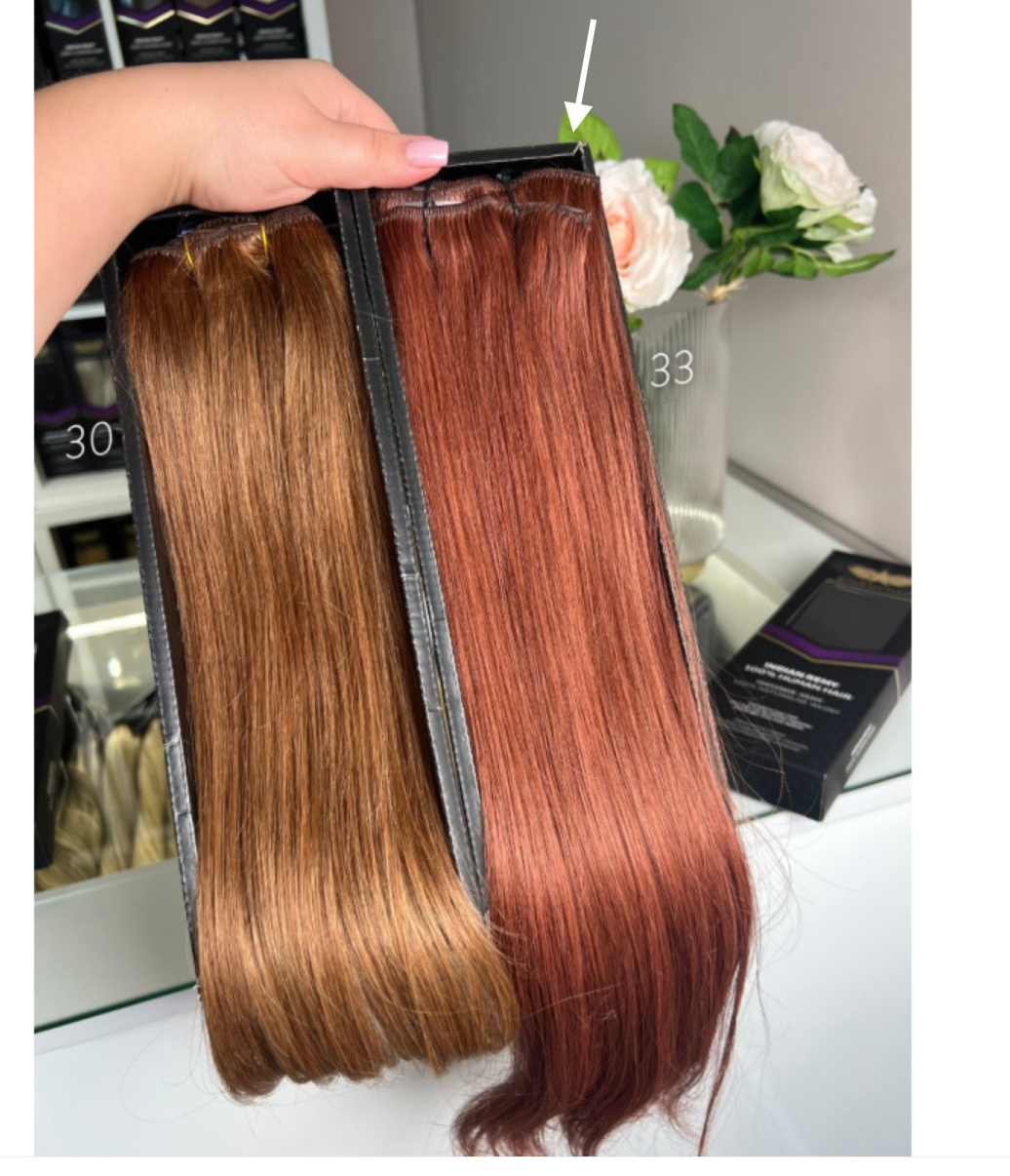 Prisegami natūralių plaukų tresai – rausvai ruda (33)